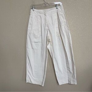 COS Off White Cotton High Rise Wide Leg Cropped Ankle Workwear Pants Women’s 8